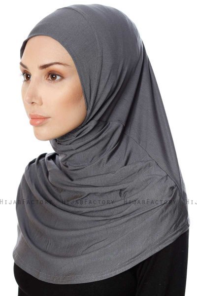 Ava - Mørk Grå One-Piece Al Amira Hijab - Ecardin