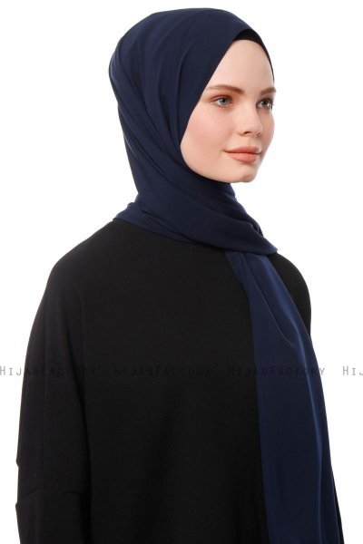 Aylin - Marineblå Medine Silk Hijab - Gülsoy