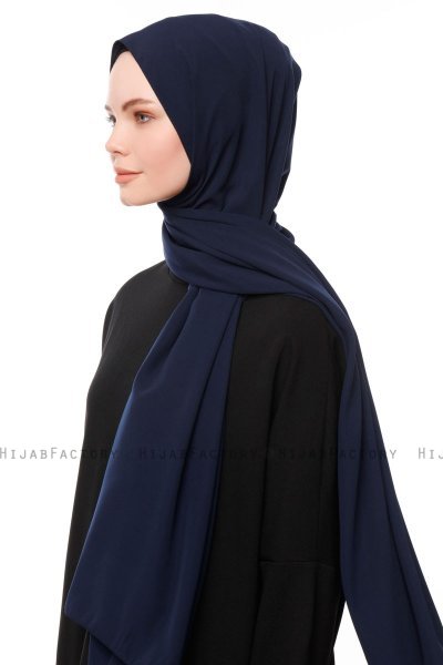 Aylin - Marineblå Medine Silk Hijab - Gülsoy