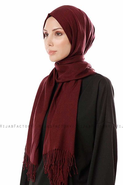 Aysel - Mørk Bordeaux Pashmina Hijab - Gülsoy