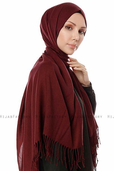 Aysel - Mørk Bordeaux Pashmina Hijab - Gülsoy