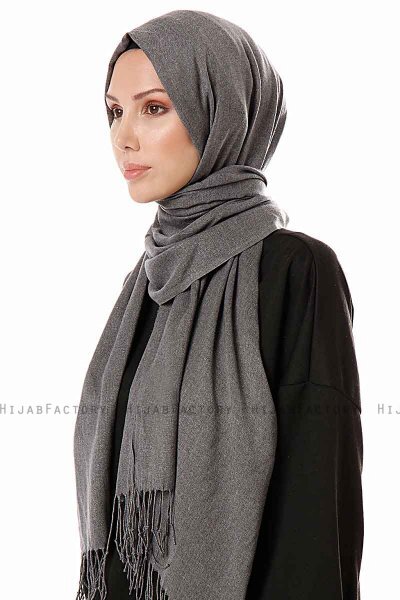 Aysel - Mørk Grå Pashmina Hijab - Gülsoy