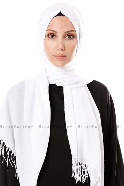 Aysel - Hvit Pashmina Hijab - Gülsoy