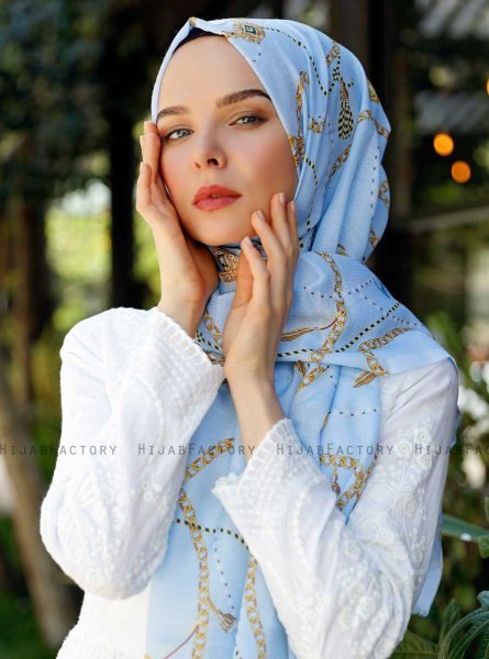 Bahr - Blå Mønstret Hijab - Sal Evi