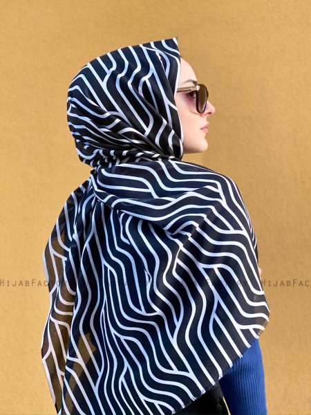 Berrin - Svart Mønstret Bomull Hijab - Mirach