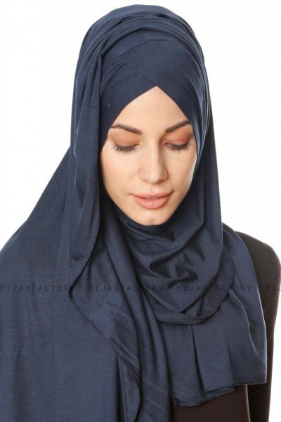 Betul - Marineblå 1X Jersey Hijab - Ecardin
