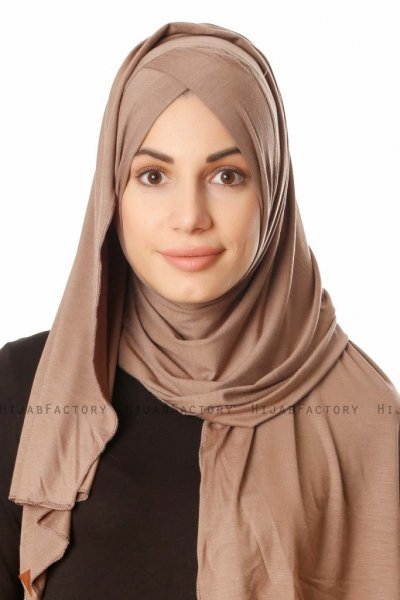 Betul - Mørk Taupe 1X Jersey Hijab - Ecardin
