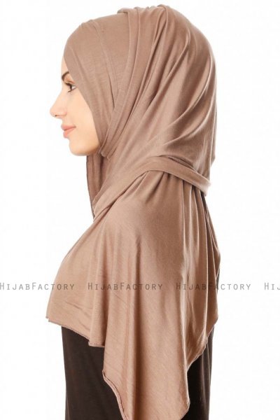 Betul - Mørk Taupe 1X Jersey Hijab - Ecardin