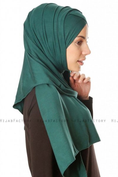 Betul - Mørk Grønn 1X Jersey Hijab - Ecardin