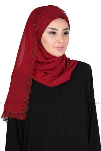 Carin - Bordeaux Praktisk Chiffon Hijab