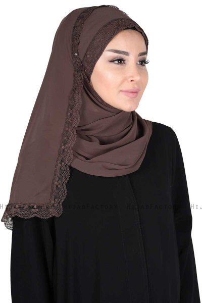 Carin - Brun Praktisk Chiffon Hijab