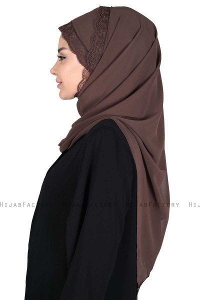 Carin - Brun Praktisk Chiffon Hijab