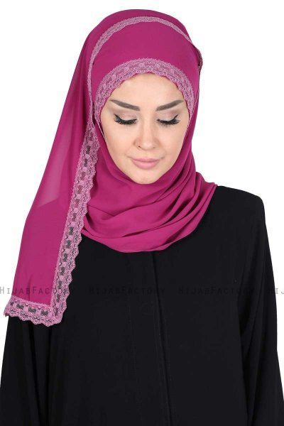 Carin - Fuchsia Praktisk Chiffon Hijab