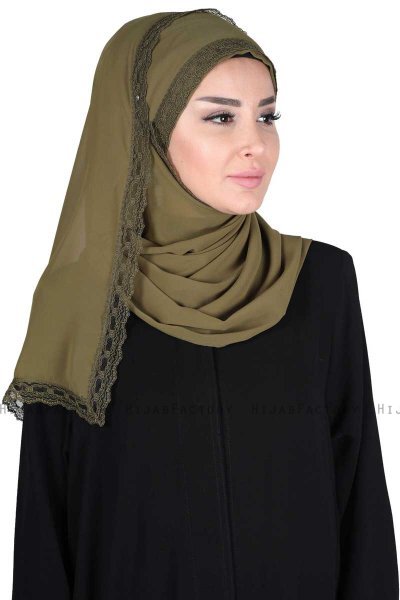 Carin - Khaki Praktisk Chiffon Hijab