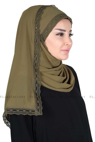 Carin - Khaki Praktisk Chiffon Hijab