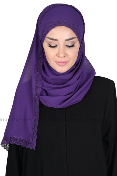 Carin - Lilla Praktisk Chiffon Hijab