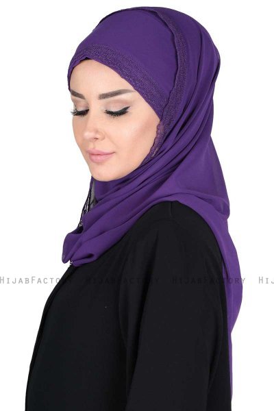 Carin - Lilla Praktisk Chiffon Hijab