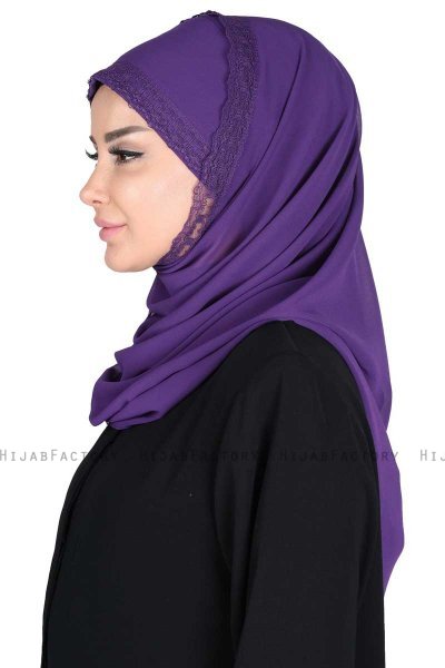 Carin - Lilla Praktisk Chiffon Hijab