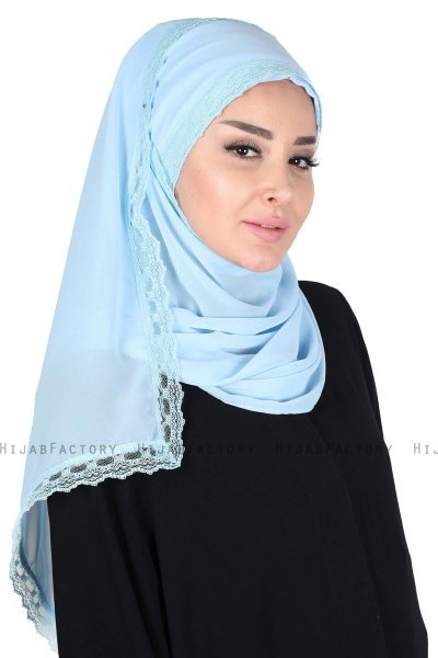 Carin - Lyseblå Praktisk Chiffon Hijab