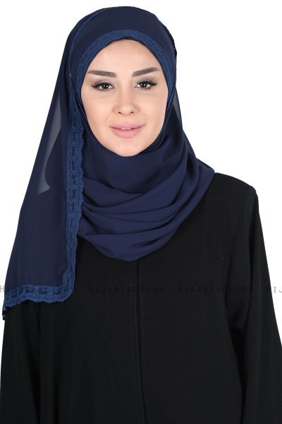 Carin - Marineblå Praktisk Chiffon Hijab