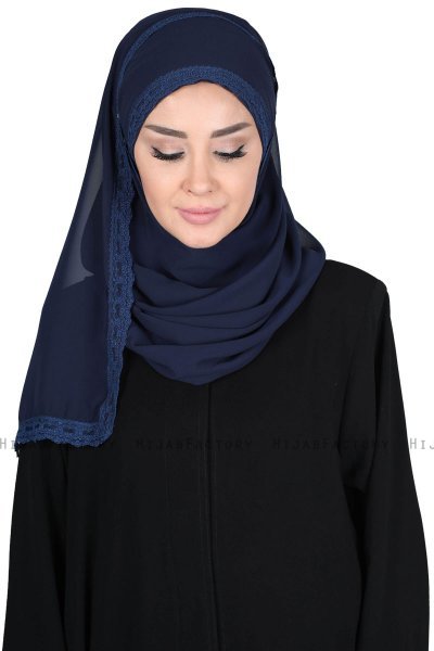 Carin - Marineblå Praktisk Chiffon Hijab