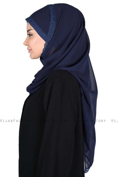 Carin - Marineblå Praktisk Chiffon Hijab