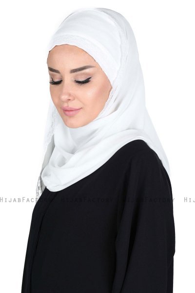 Carin - Offwhite Praktisk Chiffon Hijab