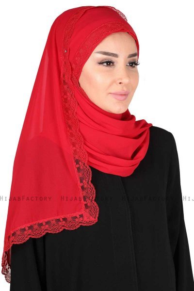 Carin - Rød Praktisk Chiffon Hijab