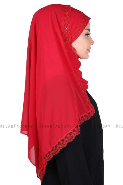 Carin - Rød Praktisk Chiffon Hijab
