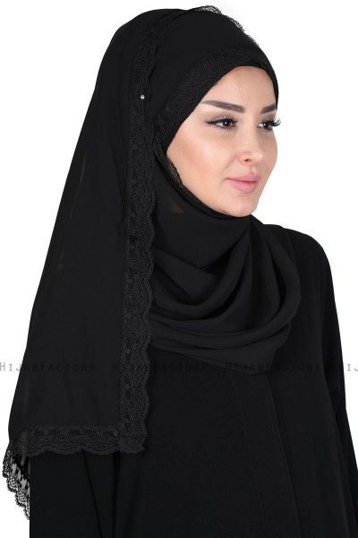 Carin - Svart Praktisk Chiffon Hijab