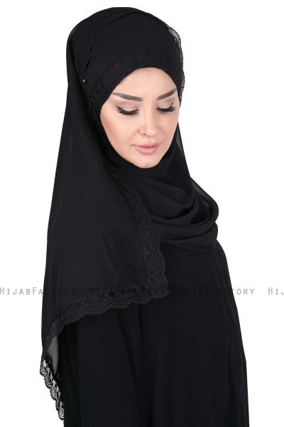 Carin - Svart Praktisk Chiffon Hijab