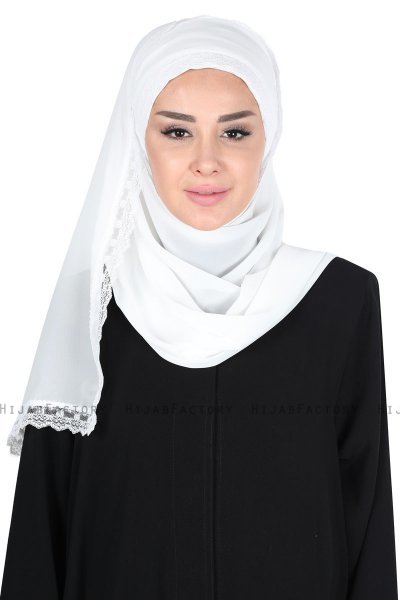 Carin - Hvit Praktisk Chiffon Hijab