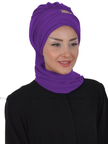 Carmen Lila Instant One-Piece Praktisk Hijab Ayse Turban 325420-3