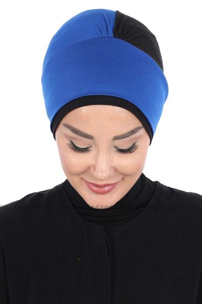 Clara - Blå & Svart Bomull Turban