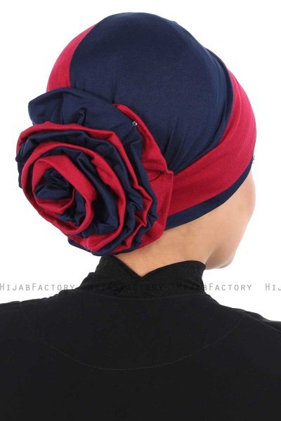 Clara - Bordeaux & Marineblå Bomull Turban