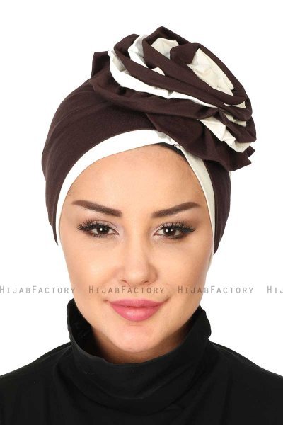 Clara - Brun & Creme Bomull Turban