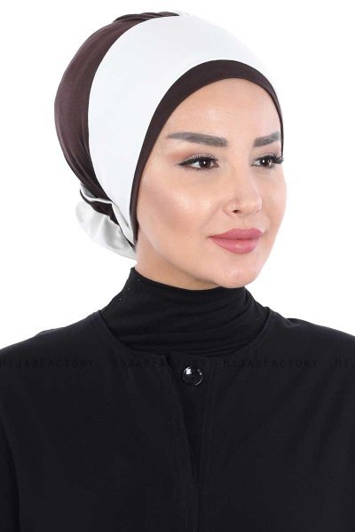 Clara - Creme & Brun Bomull Turban