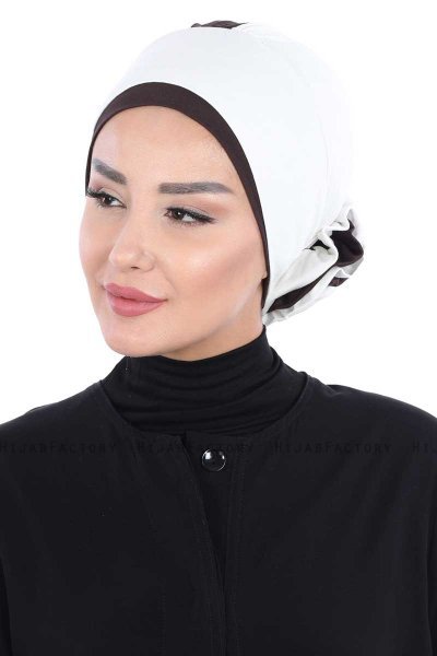 Clara - Creme & Brun Bomull Turban