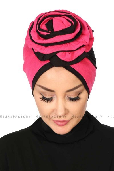 Clara - Fuchsia & Svart Bomull Turban