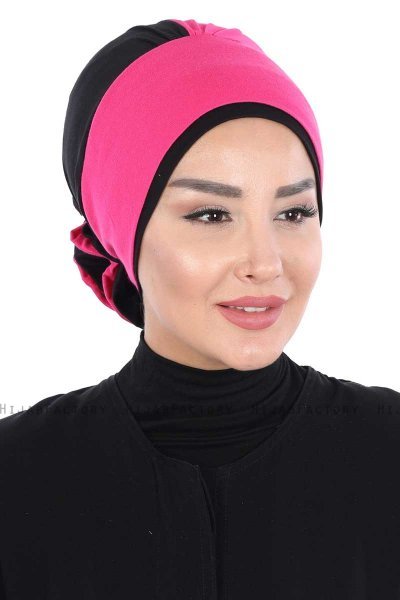Clara - Fuchsia & Svart Bomull Turban