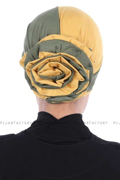 Clara - Khaki & Sennepsgul Bomull Turban