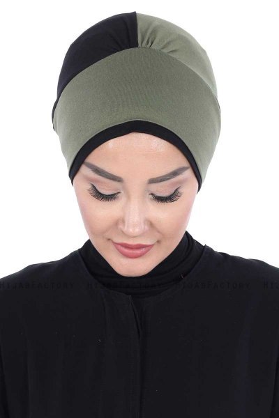 Clara - Khaki & Svart Bomull Turban