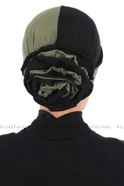 Clara - Khaki & Svart Bomull Turban