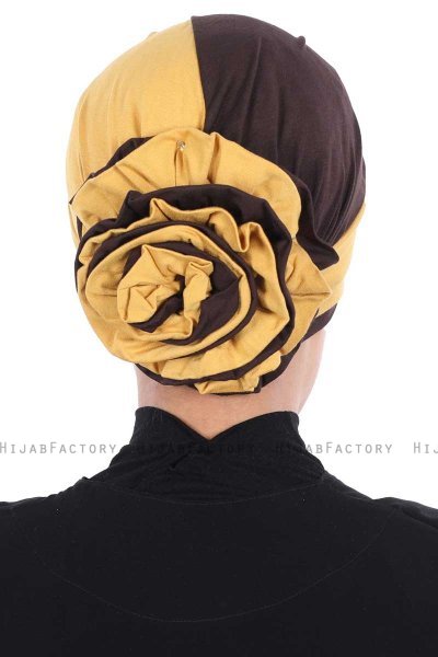 Clara - Sennepsgul & Brun Bomull Turban