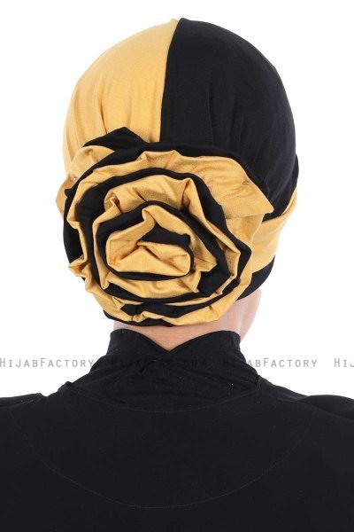 Clara - Sennepsgul & Svart Bomull Turban
