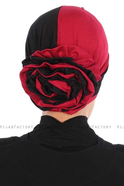 Clara - Svart & Bordeaux Bomull Turban