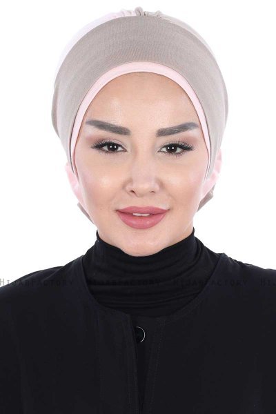 Clara - Taupe & Gammelrosa Bomull Turban