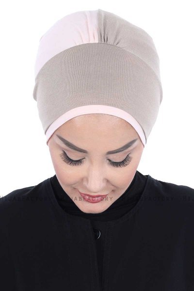 Clara - Taupe & Gammelrosa Bomull Turban