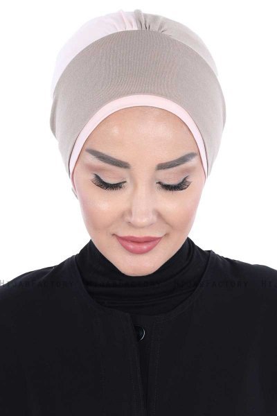 Clara - Taupe & Gammelrosa Bomull Turban