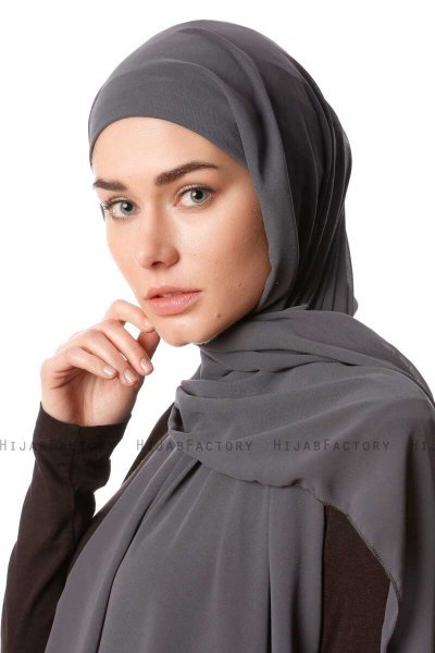 Derya - Antrasitt Praktisk Chiffon Hijab